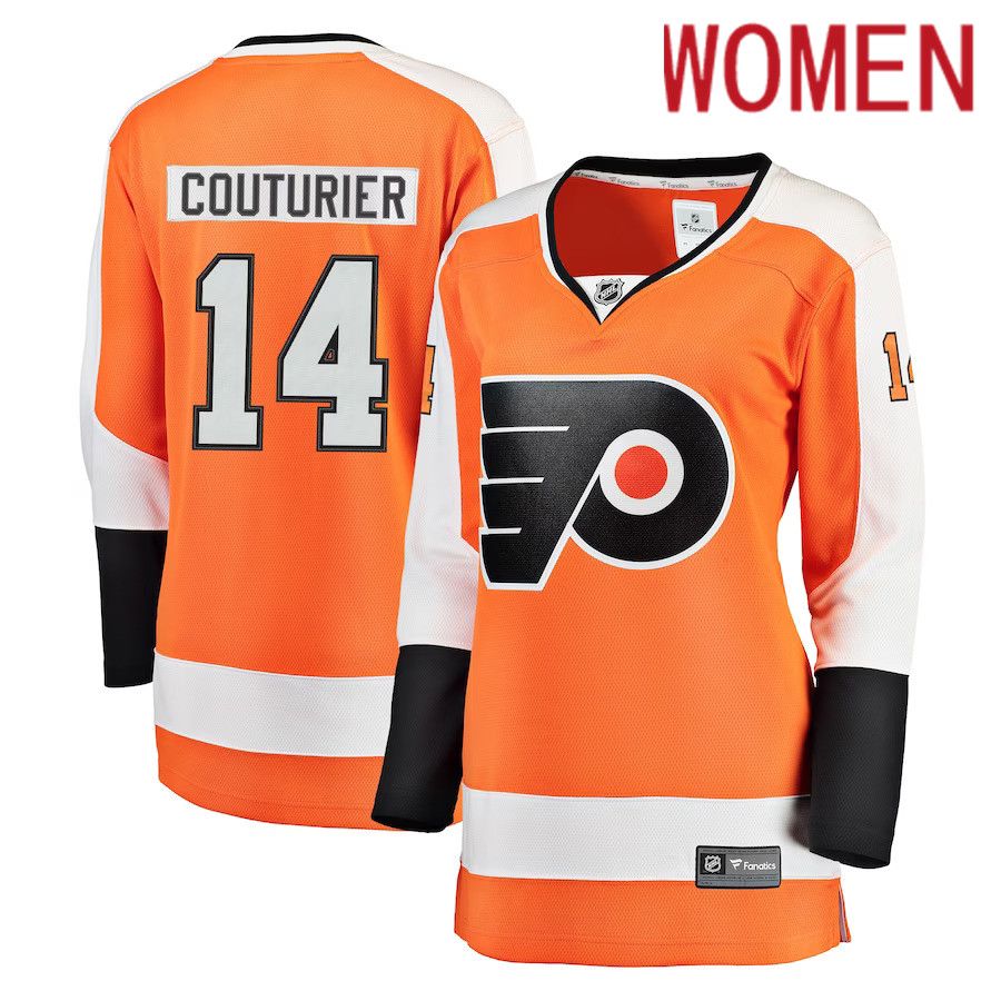 Women Philadelphia Flyers 14 Sean Couturier Fanatics Branded Orange Breakaway Player NHL Jersey